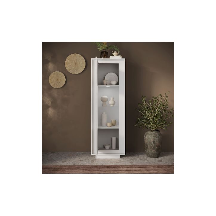 Vitrine SKY 1 porte – Blanc mat laqué